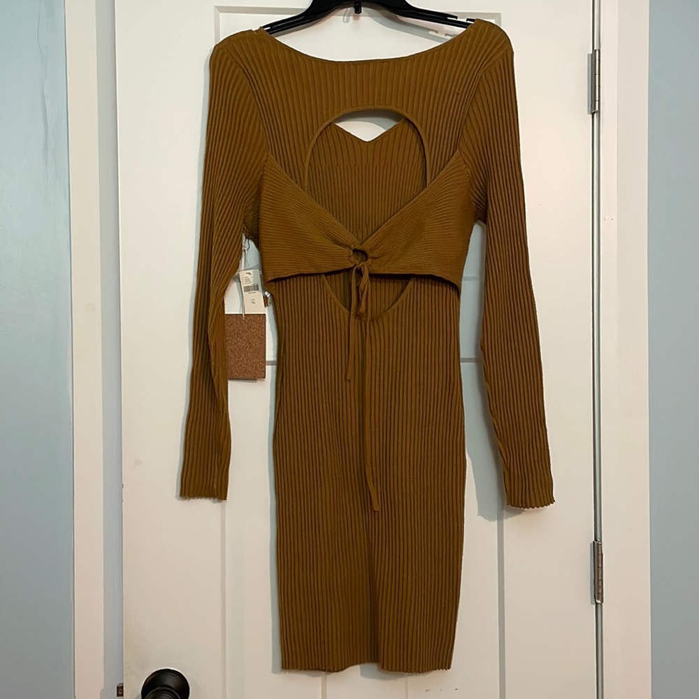 NWT - Anthropologie Daily Practice Mustard Sweater Dress (XL)